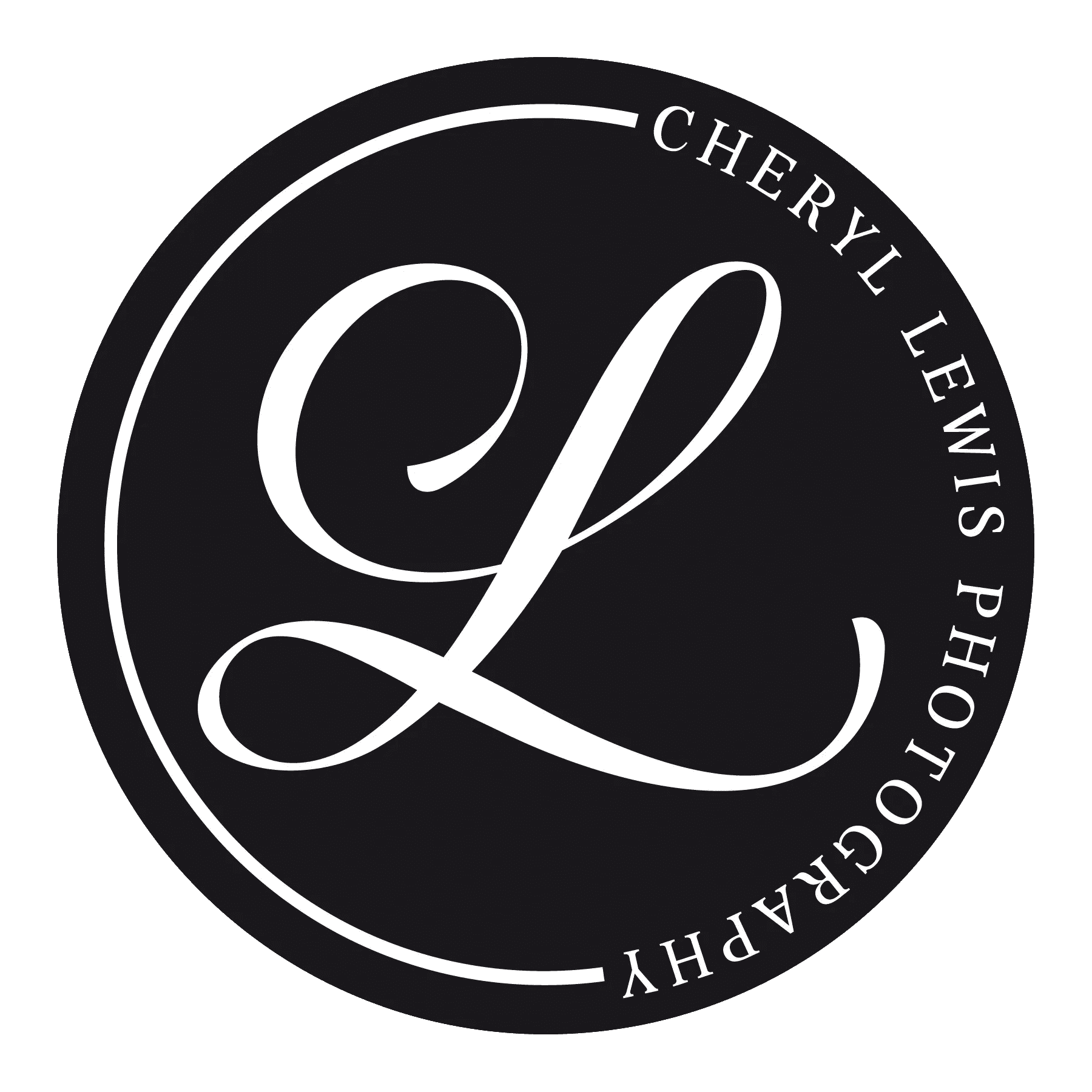A black and white photo of the cheryl lewis photography logo.